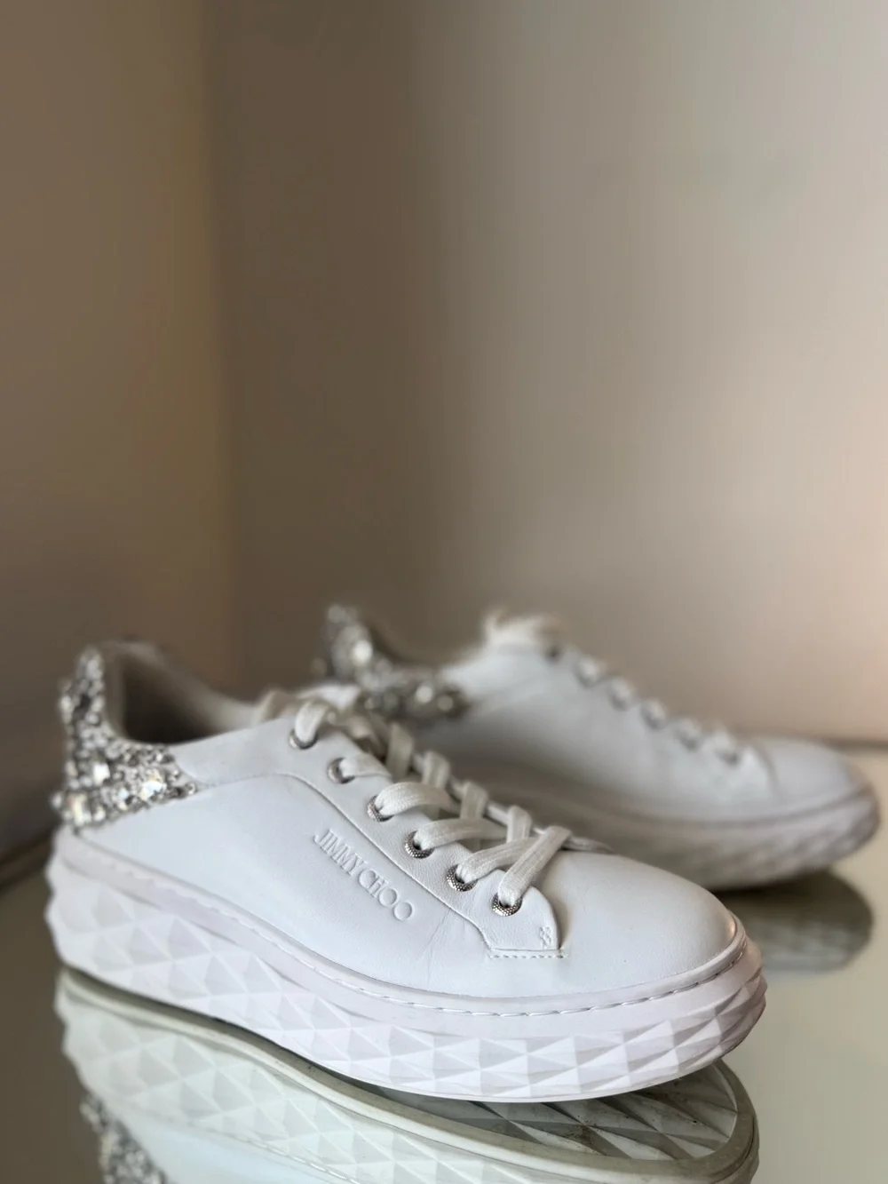 JIMMY CHOO Diamond Maxi Crystal-Embellished Sneakers $1,595 37